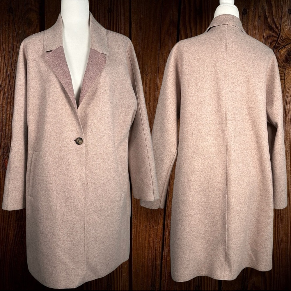⭐️HP⭐️ Bernardo Longline Coat Jacket Felt Button Front Blush Pink Large EUC - Picture 2 of 14